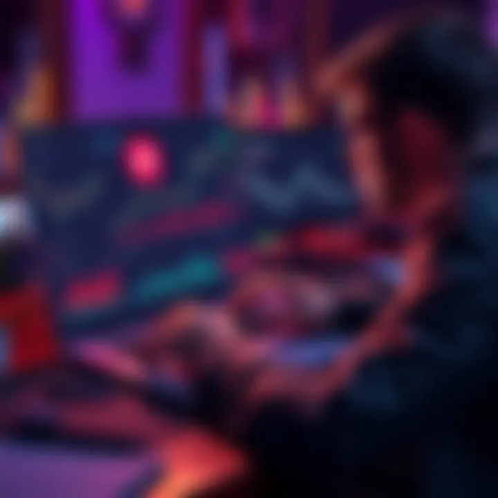 A person analyzing staking Cosmos with charts and graphs on a laptop, showing price trends and community feedback.