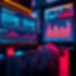 A person checking their staking rewards on a computer while looking at a graph showing progress.