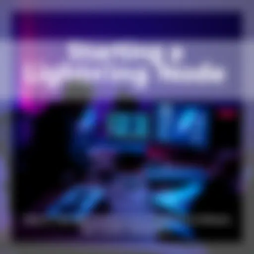 A person setting up a Lightning Node with tech equipment on a desk, showing components and a laptop.