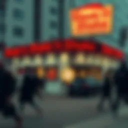 Steak n Shake Bitcoin Claims A Steak n Shake restaurant with Bitcoin signage in front, highlighting the company's claims about accepting cryptocurrency payments in a busy urban area.