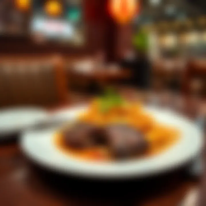 A delicious plate of steak and spaghetti on a dining table in China