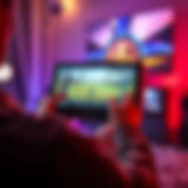 A person playing video games on a Steam Frame, showcasing its screen and controls.