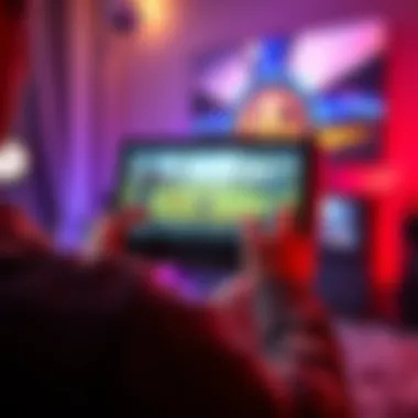 Steam Frame Gaming Device A person playing video games on a Steam Frame, showcasing its screen and controls.