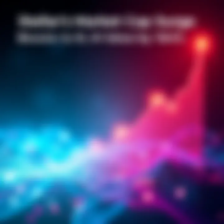 Graph showing a significant rise in Stellar's market cap, visualizing the 184% increase of XLM value with dynamic colors and bold lines.