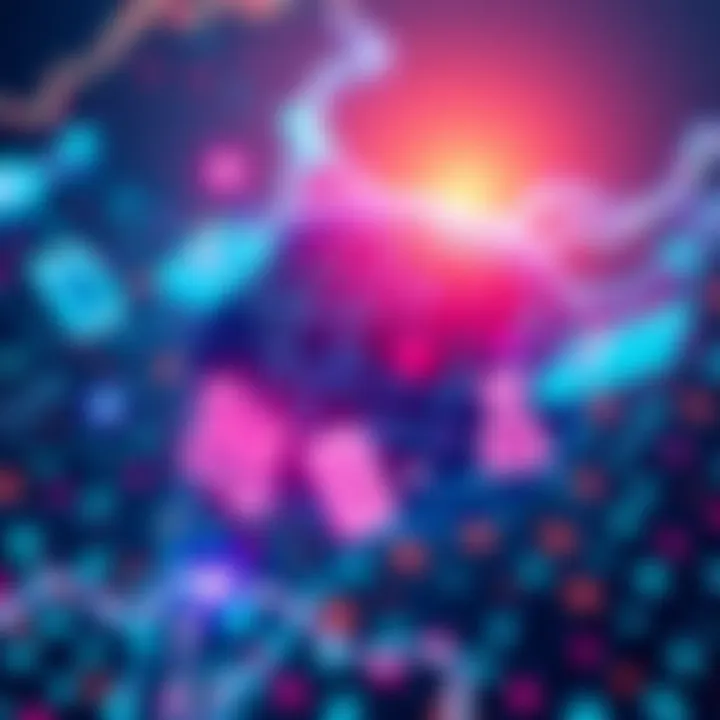 A digital representation of Stellar blockchain integrating real-world assets with financial symbols around it