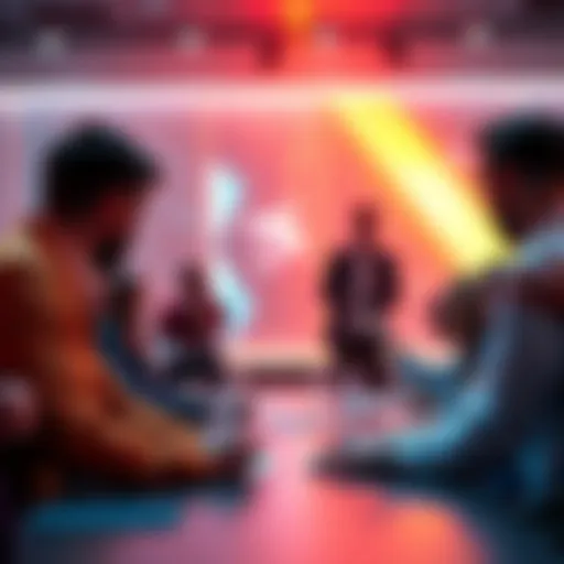 Group of investors discussing Stellar's XLM price and its potential in a meeting