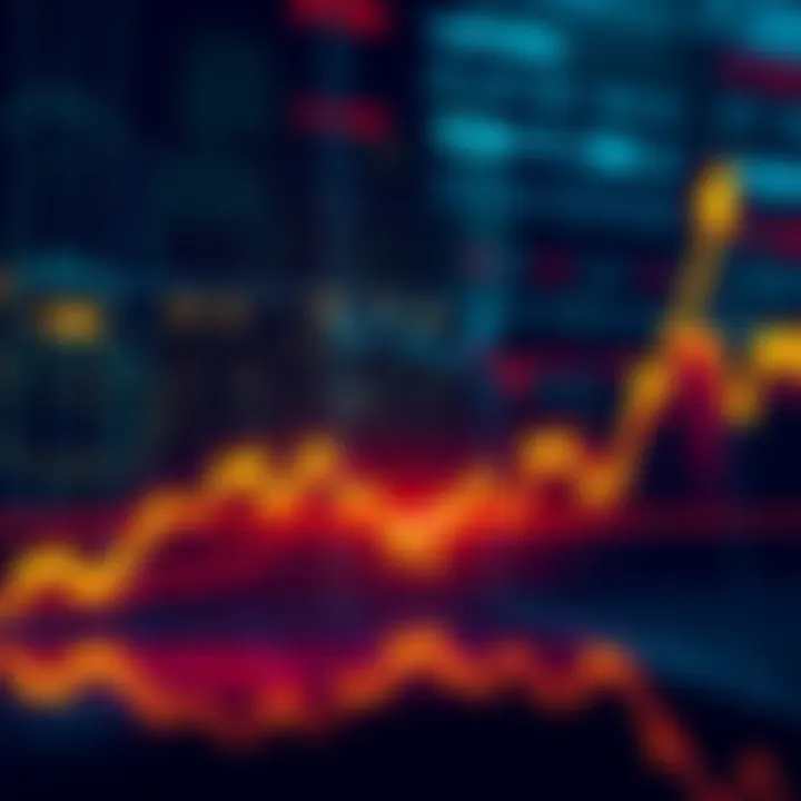 A graph showing upward trends in the stock market with highlighted dip points where investors can buy in, symbolizing the potential for big gains.