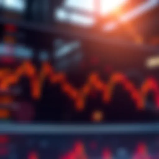 A graph showing fluctuating stock prices with a downward trend.