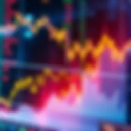 A chart displaying fluctuating stock prices with peaks and valleys, representing market changes.