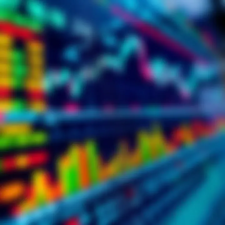 A close-up view of stock market charts and graphs showing trends and statistics related to stock names and investments.
