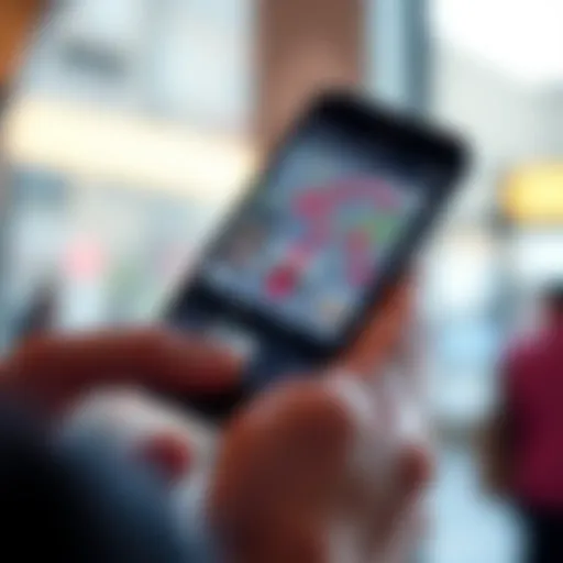A smartphone displaying the Stourk app with a map and photos, representing memories. The screen shows marked locations and a timeline of memories.
