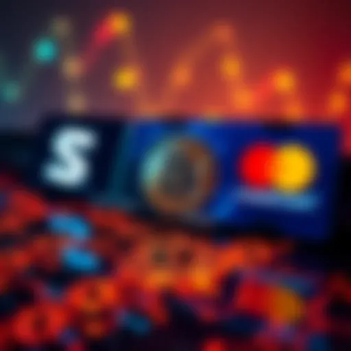 Stripe, Visa, and Mastercard logos with a digital coin symbol representing their entry into the stablecoin market, hinting at competition with Circle.