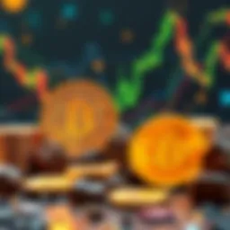 Struggling Altcoins vs. Rising Bitcoin A graphic showing Bitcoin's upward trend while altcoins display a downward trend, illustrating the contrast in their performances.