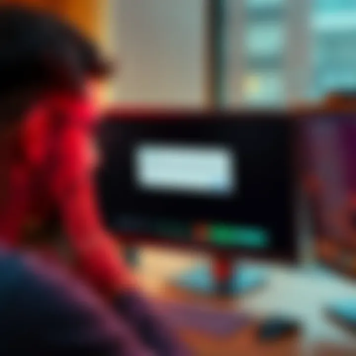 A frustrated person looking at a computer screen with a notification about a stuck money transfer from Revolut