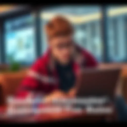 A student in Austria looking at different banking options on a laptop, concerned about account restrictions