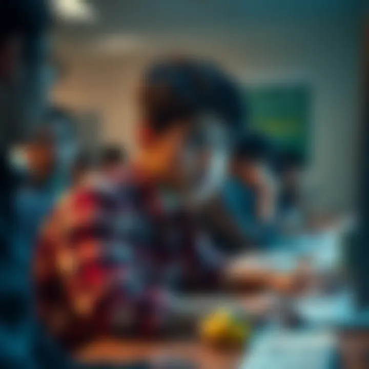 A student sitting at a desk with a concerned expression, glancing at a computer screen, as classmates around them show excitement during a pre-order announcement from Valve.