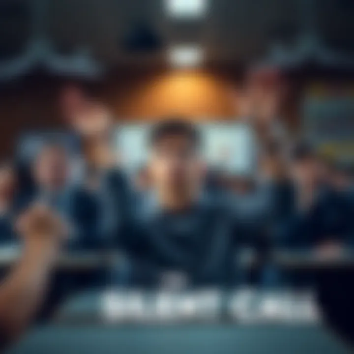 A classroom scene with a student raising their hand, looking puzzled as others ignore him