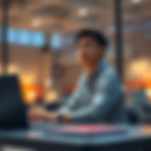 A college student sitting at a desk with a laptop, looking thoughtful about joining an ideathon solo