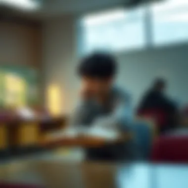 A student sitting alone at a desk, looking thoughtful with books open, reflecting on a complex lesson.