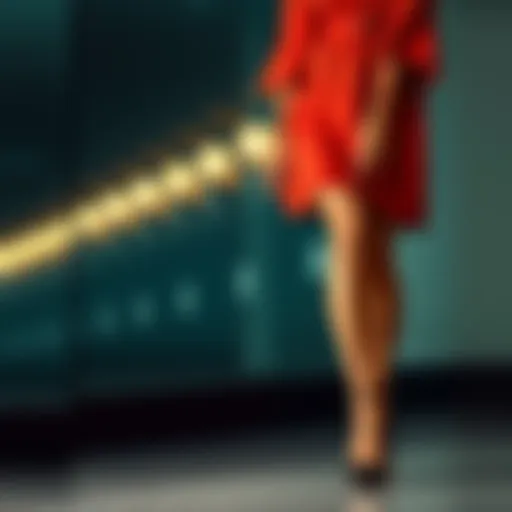 A woman wearing an old dress paired with trendy new heels, showcasing a fresh fashion look.