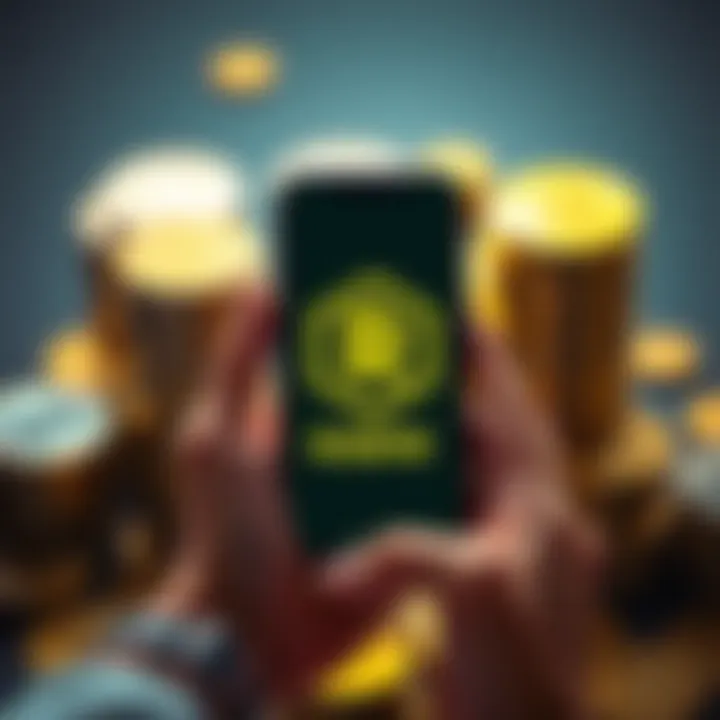 Success in Cryptocurrency Investment A person holds a smartphone displaying the RAWW cryptocurrency logo with coins in the background, highlighting a successful investment project.