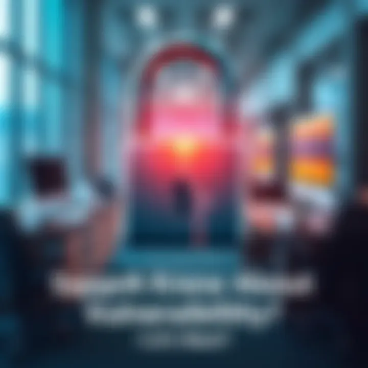 An illustration showing a digital lock with a crack, symbolizing a security vulnerability at Supra. The background features a blurred corporate office to convey a professional atmosphere.