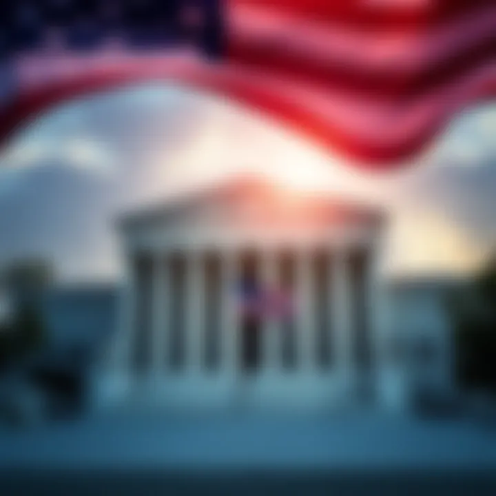 The US Supreme Court building with an American flag waving in front, symbolizing the recent ruling on tariffs.