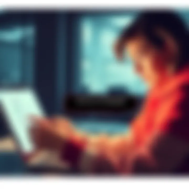 Frustrated participant looking at a survey on a laptop with a blocked message about inappropriate language.