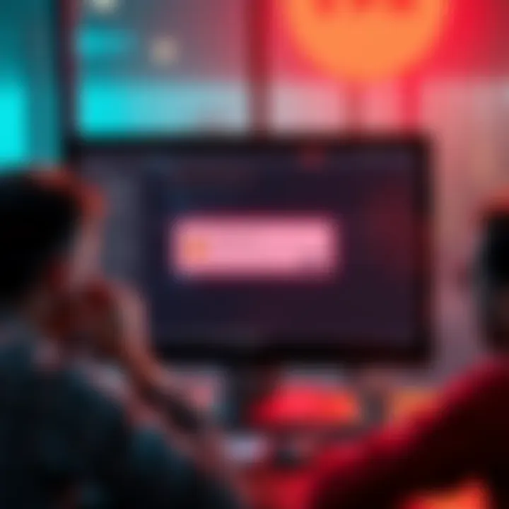 A computer screen displaying a survey error message about VPN and proxy issues with frustrated users nearby