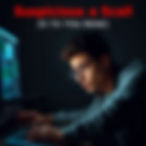 A person looking at a suspicious email on their computer with a worried expression, highlighting concerns about scams.