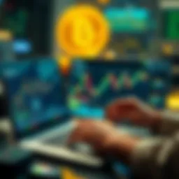 A person looking at cryptocurrency charts on a laptop, considering the trade from Ethereum and Solana to Bitcoin.