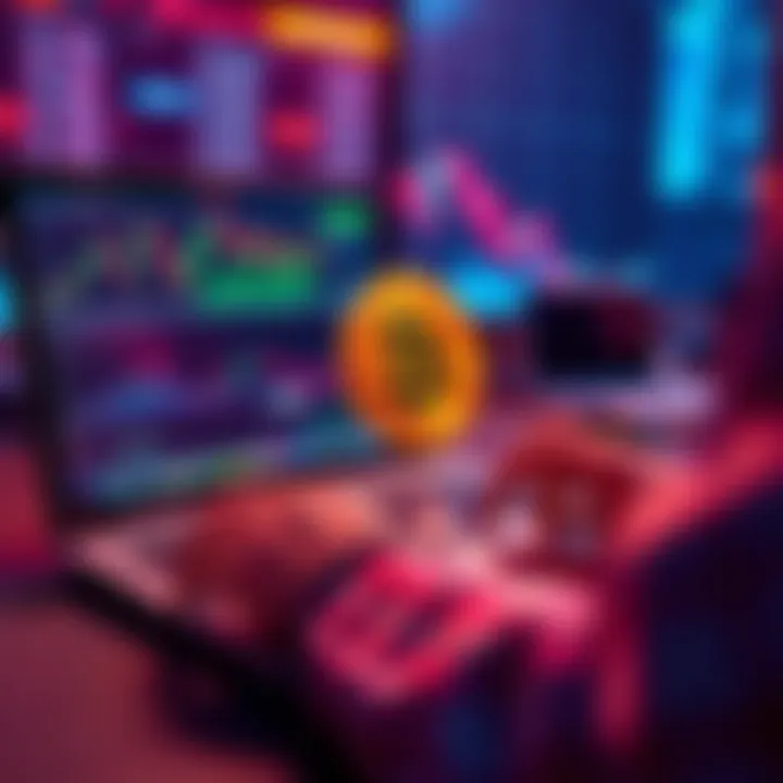 Swapping XMR on a Laptop A person using a laptop to swap XMR cryptocurrency on a digital platform, with graphs and charts visible on screen.