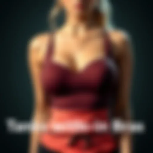 A woman comfortably wearing a tank top with an integrated bra, showcasing how it fits well for larger busts