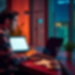 A person sitting at a desk with a laptop, preparing to file taxes without a 1099 form from Kraken, using Cointracker for assistance.