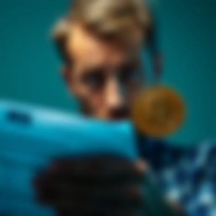 Taxpayer confused about Bitcoin payments A worried taxpayer looks at a tax form and Bitcoin symbol, expressing confusion about the IRS demand for tax payments in Bitcoin.