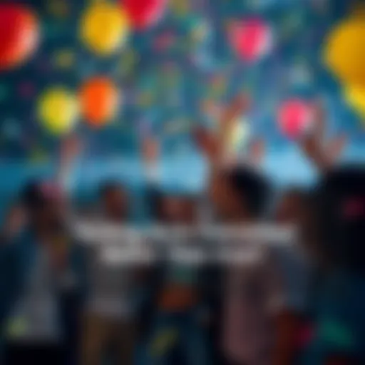 A group of people celebrating with confetti and balloons, showing renewed energy and excitement for upcoming changes.