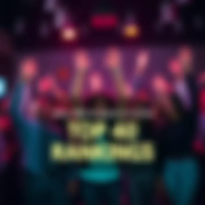 A group of people joyfully celebrating their return to the top 40 rankings with raised hands and smiles