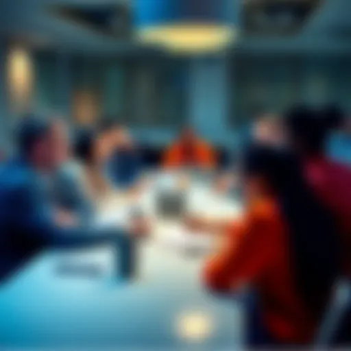 A diverse group of people sharing ideas and skills around a table, showcasing teamwork and contributions.