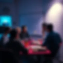 A diverse group of people working together at a hackathon, surrounded by laptops and brainstorming ideas on a whiteboard.