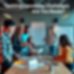 A group of diverse people discussing plans and strategies with a whiteboard and notes, showcasing teamwork and readiness for upcoming challenges.