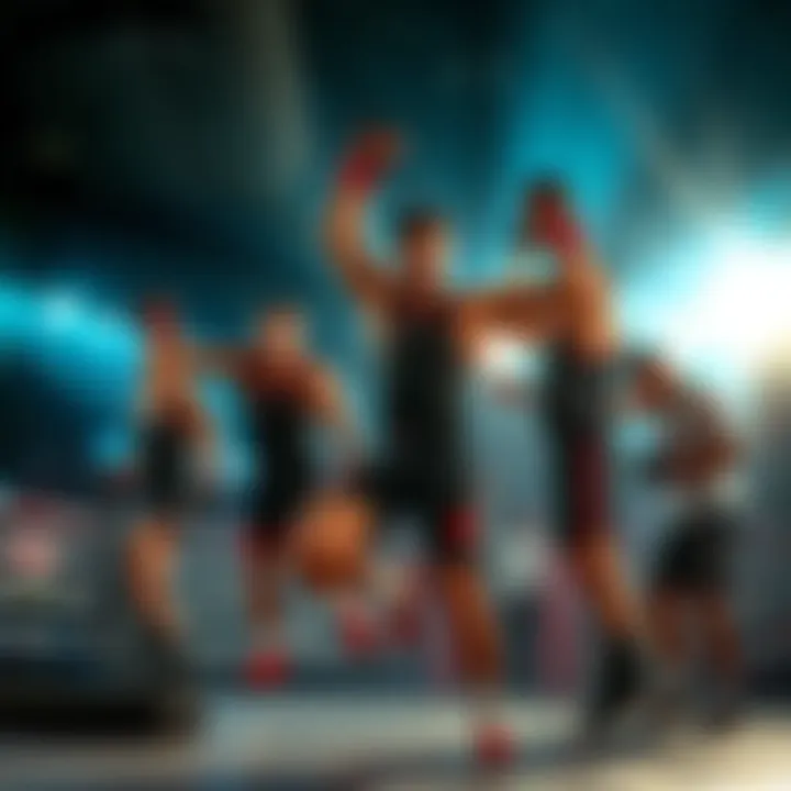 MMA fighters from Team SLAP celebrating a victory with brands logos in the background