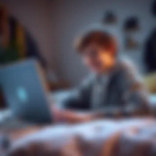 A young person using a laptop to purchase Ethereum cryptocurrency online, showing excitement and interest in digital currency.