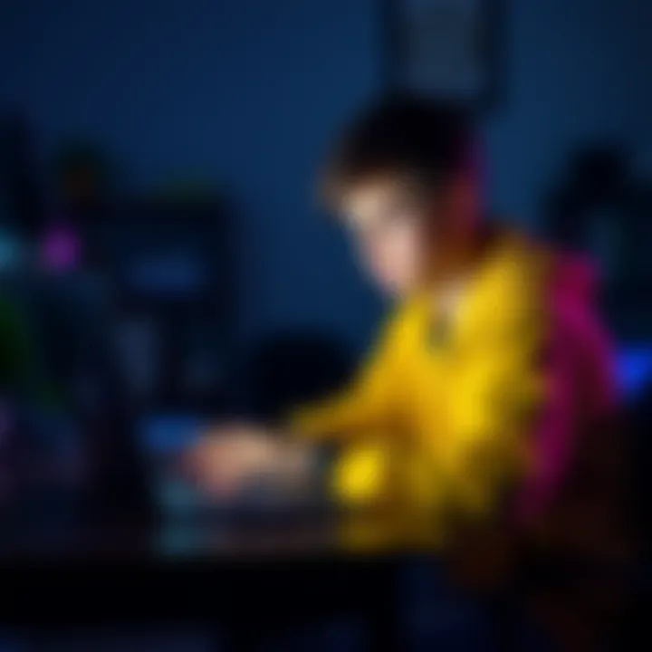 A teenager sitting at a desk, looking concerned while researching ways to buy Ethereum on a laptop