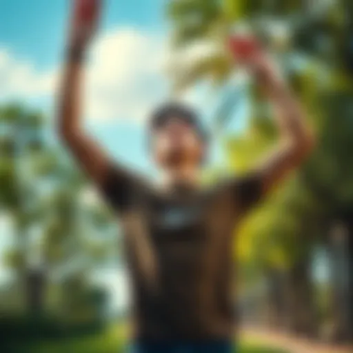 A 19-year-old male stretching his arms towards the sky in a park, showing determination to improve his height with exercise.