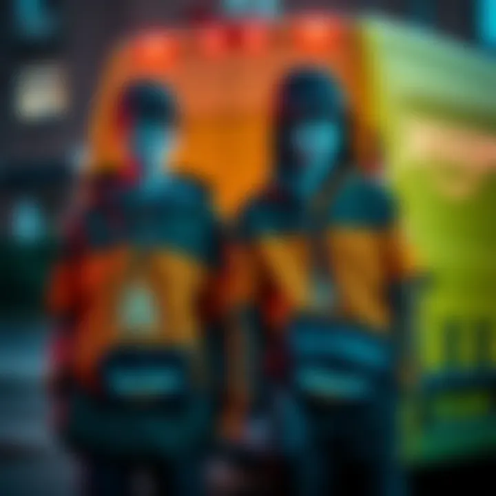 Two teenagers wearing Amazon delivery uniforms standing near a delivery van, looking suspicious