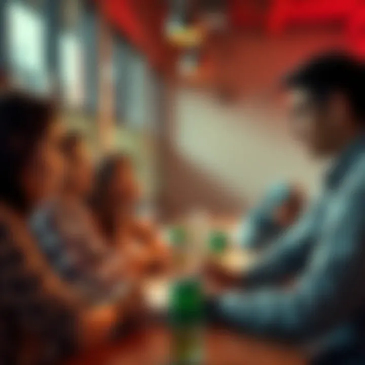 People discussing the Terra/LUNA claims process at a table, looking concerned and sharing experiences.