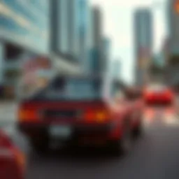 A car enthusiast behind the wheel of a Chinese AE86, cruising on a city street with temporary registration signs visible