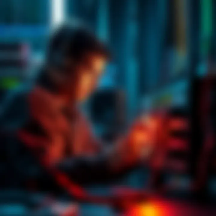 Technician analyzing the Inhouse S21 Slim prototype for sound efficiency and power supply settings