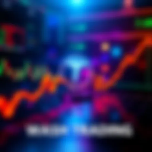 Visual representation of wash trading with Tether's logo and trading graphs showing fluctuations