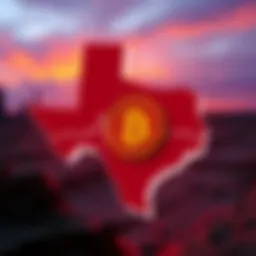 A graphic representation of Texas with a Bitcoin symbol, showcasing the state's new Bitcoin reserve backed by BlackRock.